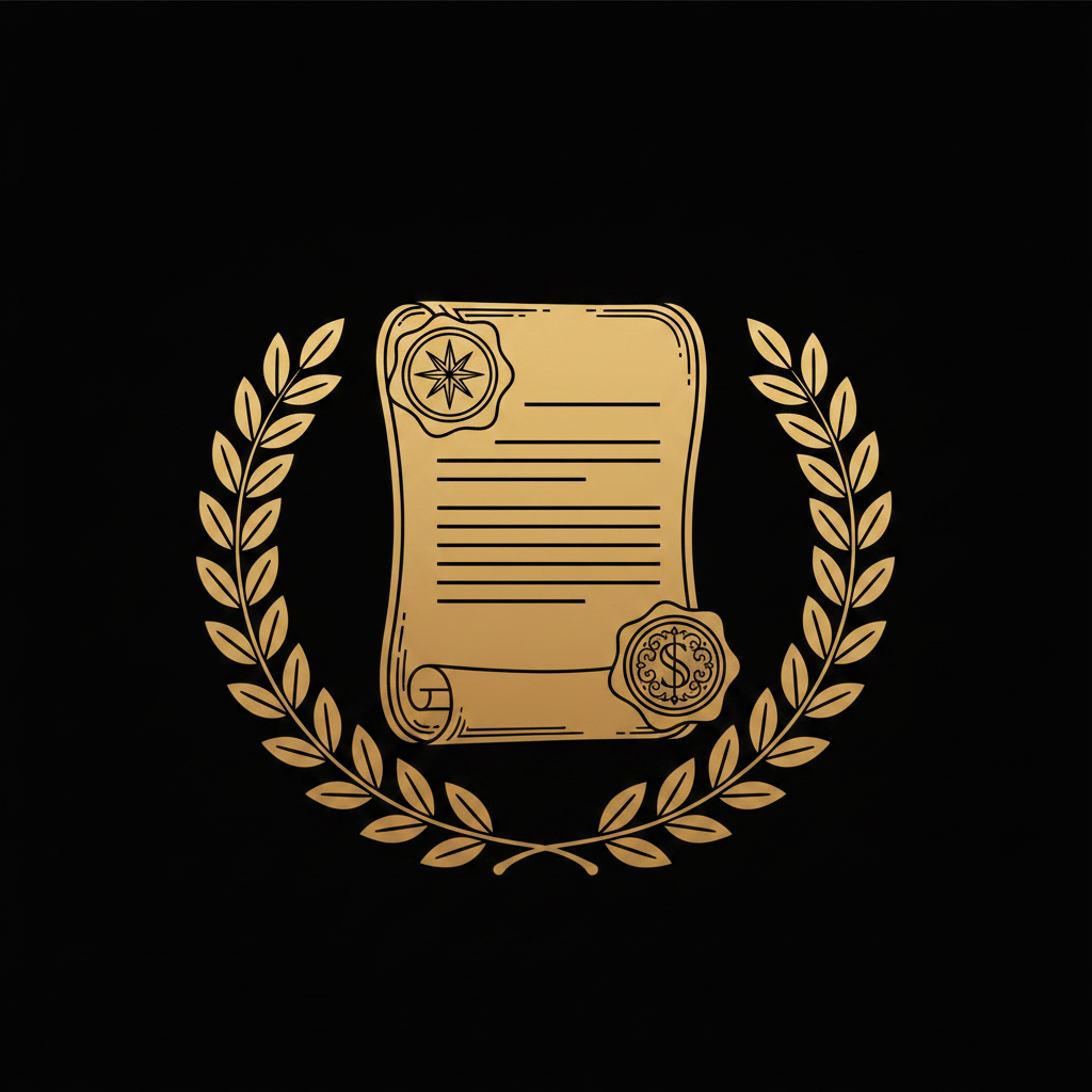 Certification scroll with laurel